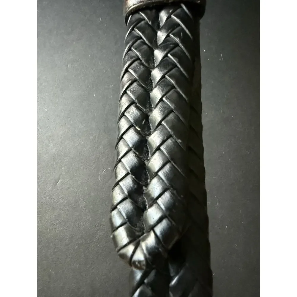 Mens Fossil Size 40 Leather Braided Woven Black Dress Belt Office Career City